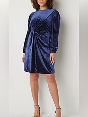 Ryegrass Velvet Twist-Front Dress XXL Blue Animal Print NWT